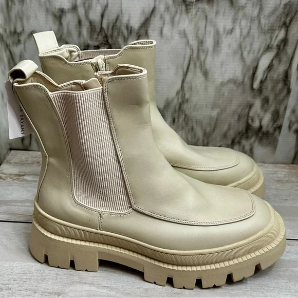 Lane Bryant Women Sz 9 W Bone White Chunky Side Zip Boots Booties Shoes Gorpcore - Picture 2 of 10